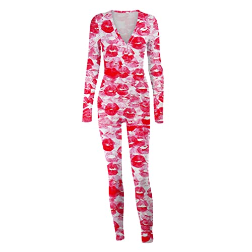 ORT Macacão preto feminino, pijama para mulheres, macacão com decote em V e botões frontais, macacão