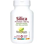 New Roots Herbal Silica 7% Extract 600mg, 90 Veg Capsules 45-Day Supply - Standardized Horsetail Extract, Supports Hair, Skin, Nails & Bone Health, Maintains Connective Tissue