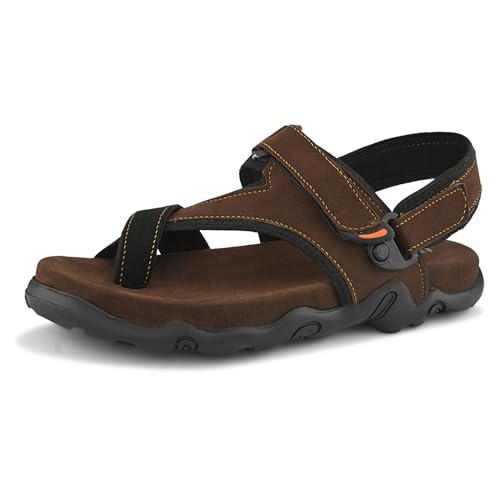 Image of Centrino Men's Sandals | Stylish Strap Sandal with Grip Insole | Adjustable Velcro Strap | Cushioned Footbed | Rubber Sole| Comfortable Casual Footwear for Office, Travel & Walking (9584)