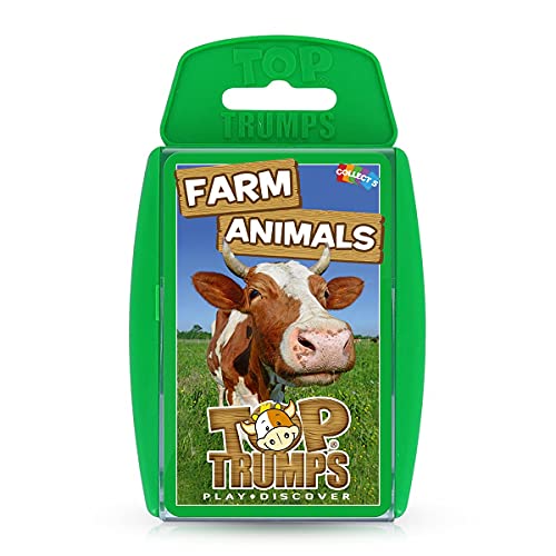 Top Trumps Juego de cartas de animales de granja, descubre la vida útil promedio de un burro, el ingenio de un zorro y la ternura de una oveja, educativo para más de 2 jugadores es un gran regalo para
