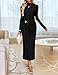 ZESICA Women's 2026 Spring Long Sleeve Bodycon Dress Mock Neck Wedding Guest Cocktail Party Long Midi Dresses Black Medium