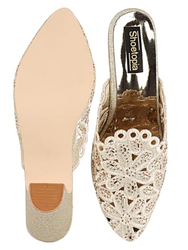 Image of Shoetopia Women's & Girl's Party Ethnic Block Heels Mules Sandals Design, Comfortable Casual & Party Footwear