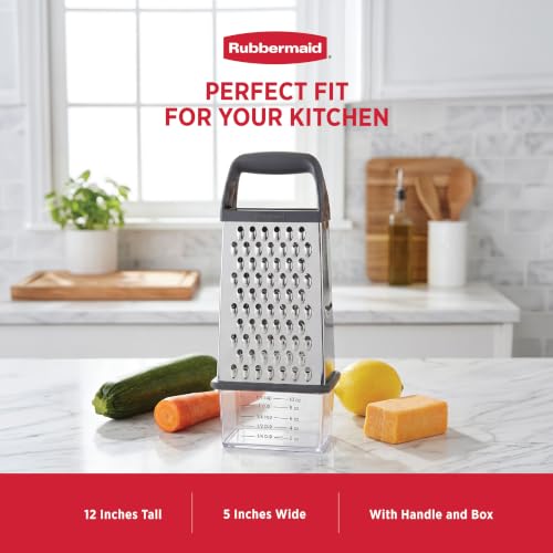 Rubbermaid EZ Grip Box Grater, Stainless Steel Cheese Grater & Container - BPA Free Multi-Surface Cheese Shredder & Food Grater for all Vegetables | Graters for Kitchen -Non-Slip Base, Dishwasher Safe - image 7