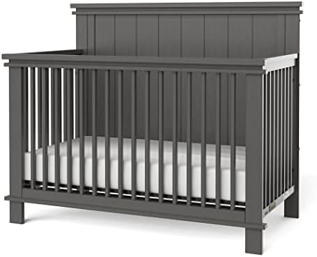 Child Craft Denman 4-in-1 Convertible Crib, Baby Crib Converts to Day Bed, Toddler Bed and Full Size Bed, 3 Adjustable Mattress Positions, Non-Toxic, Baby Safe Finish (Midnight Gray)