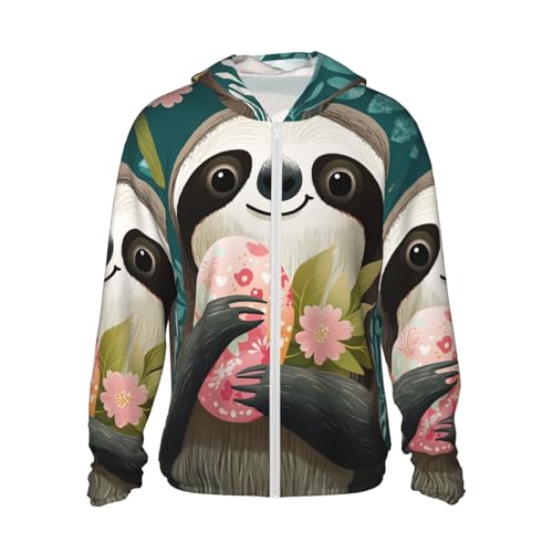 UPF 50+ Sun Protection Hoodie Long Sleeve Cute Sloth Sun Shirt Rash Guard Fishing Shirts for Men
