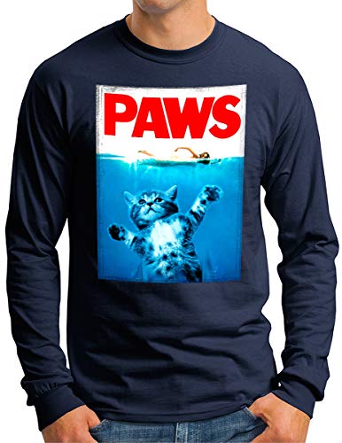 T-shirt manches longues chat OM3 homme bleu marine XL fini les vêtements tristes