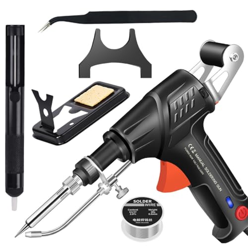 Ayyecoeeye Welder Five-piece set, Versatile Manual Soldering Gun, Internally Heated Industrial Welding Tools, Comes with Solder Wire Rolls, Stand and Accessories (Black)