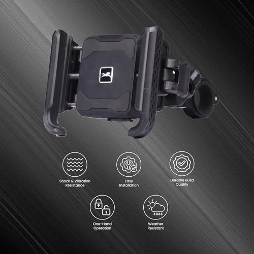 Image of TVS Premium Mobile Holder | 360 Rotation, One-Click Lock, Anti-Shake & Firm Grip | Universal Handlebar Mount for GPS & Navigation