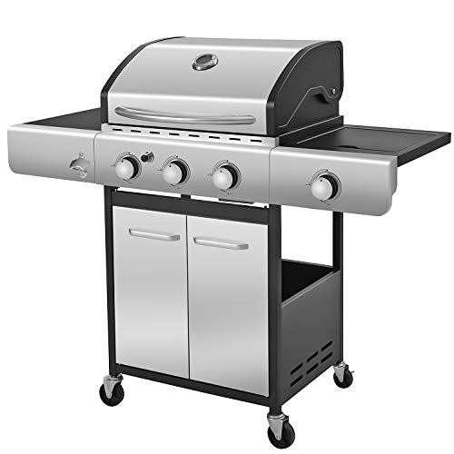 R.W.FLAME Propane Gas Grill with 3Burner, Bottle Opener, Side Burner