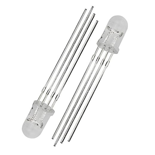 Liamostee 5 mm Cabeza Redonda común Catodo RGB Luz LED Emitting Diodos 50 Piezas en 1 Set