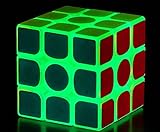 Fluorescent Speed Cube 3x3x3 Glow in Dark Luminous Speed Cube 3 by 3 Magic Cube Puzzle Toy Brain Teasers IQ Puzzles Game Toys for Children Adults 3x3 (Green)