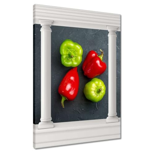Peinture imprimée sur toile poivrons pour raviver un mur de cuisine vide