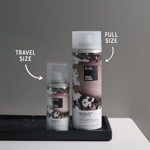 IGK FIRST CLASS Charcoal Detox Dry Shampoo Travel Bundle | Volume + Soothes Scalp + Balance Oil | Vegan + Cruelty Free | (6.3 Oz + 2 Oz)