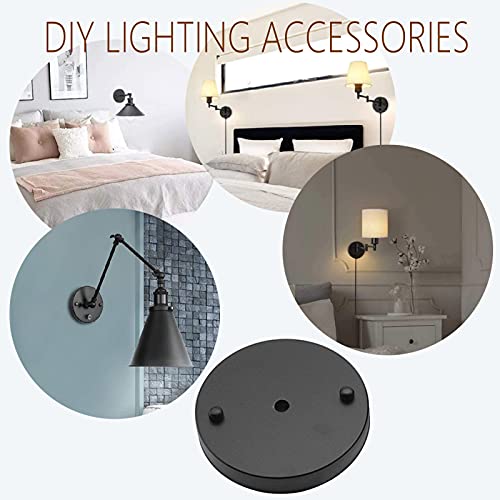 Carkio Ceiling Canopy Light Kit,6Inch Black Ceiling Plate Chassis Base Pendant Light Accessories+5PCS Black Strain Reliefs Connectors Cord Grips Compatible with Pendant Light Lighting - Thumbnail 4