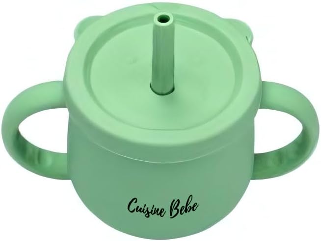 Miniatura 8 de Cuisine Bebe Taza de silicona 3 en 1 con asas, 3 tapas y pajilla, taza de transición para bebes, ideal para comidas, aperitivos y paseos. Taza para
