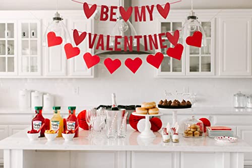 Image of Festiko Red Glitter Valentine's Day Banner, Durable Paper, Rectangular, Happy Valentine's Day Decor