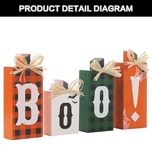Super holiday halloween decorations 4pcs wooden boo sign block tabletop decorations for home farmhouse indoor party fireplace decor  urban country home decor