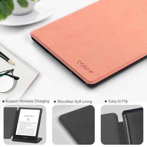 Image of CoBak 6.8 inch Case, not for iPad(072202) | PU Leather Smart Cover, Auto Sleep and Wake, Lychee Pink