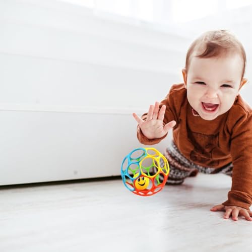 Image of RADIONICS Colorful Baby Grasping Toy Ball with Smiley Face - Soft, Lightweight & Easy-to-Hold Sensory Toy for Infants & Toddlers