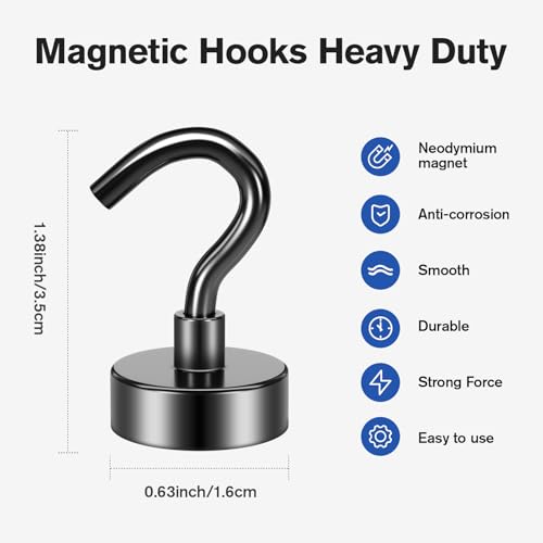 Grtard 20 Pack 25Lbs Black Magnetic Hooks Neodymium Magnet Hooks thumb #1