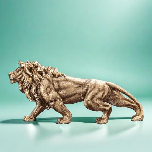 Estatua de León de Resina 14 Pulgadas Dorada miniatura 7
