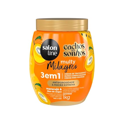 Salon Line, CACHOS DOS SONHOS CREME CONDICIONADOR MARACUJA 3 EM 1 MULTY MILAGRES 1KG