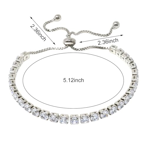 yueton 1 Pack Fashion Imitation Diamond Bracelet Bling Tennis Bracelets Adjustable Slider Bracelet Birthday2