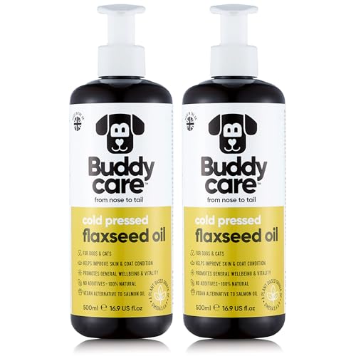 Buddycare Aceite de linaza, 500 ml, suplemento natural para perros y gatos, rico en ácidos grasos omega-3 para un pelaje y piel saludables