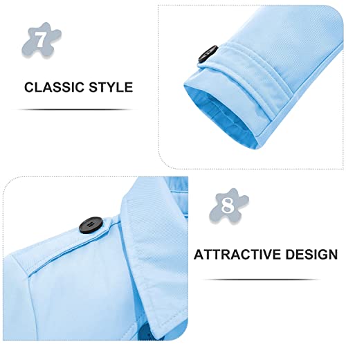 Farvalue Women's Waterproof Trench Coat Double Breasted Windbreaker Classic Belted Lapel Overcoat With Removable Hood Blue Xx-Large #TOP6