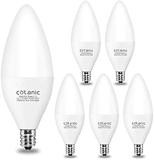 Candelabra LED Light Bulb,Cotanic 5W LED Chandelier Bulb 60Watts Equivalent,2700K Warm White Ceiling