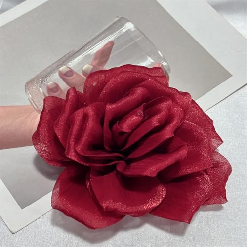 Image of Flash Camellia Flower Brooch Pin for Women Men Elegant Texture Fabric Dahlia Rose Floral Brooches Lapel Pins Dainty Wedding Holiday Party Costume Dress Accessories Jewelry