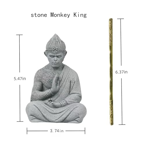 Zen Meditating Monkey King Buddha Statue with Alloy Magic Staff, Home Decor and Garden Decor, Perfect for Relaxation and Meditation, Size 5.47" Tall x |74" Wide  
Zen Meditating Monkey King Buddha Statue with Alloy Magic Staff, Perfect for Feng Shui