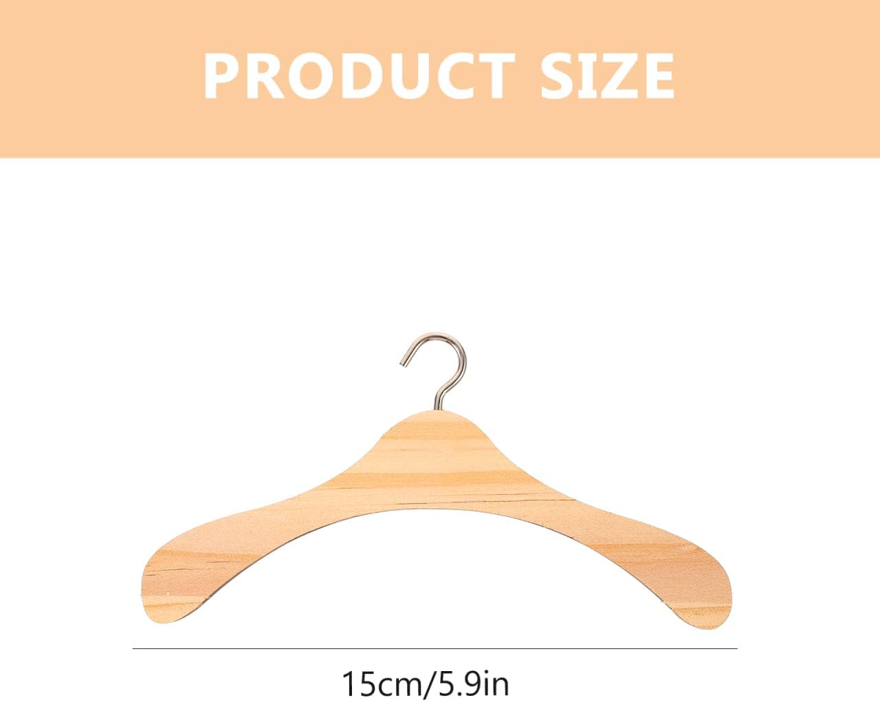 Toddmomy Mini Wooden Clothes Rack 5.9 Inch Doll Hanger for Dollhouse Accessories and Toy Wardrobe Organization