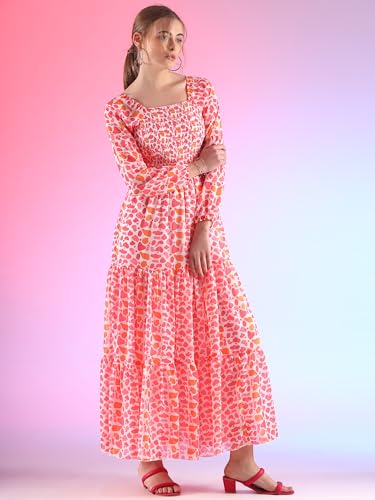 Image of Sheetal Associates Women's Georgette Printed Casual Maxi Fit and Flare Dress