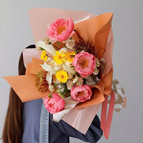 Image of Oasis - 20 Sheets Korean Style Waterproof Premium Bouquet Wrapping Sheet (58cm x 58cm, 60 Microns) | Chevron, DEsign, Giftwrap for Flowers & DIY Gift Wrapping Paper For Valentines Day - Yellow