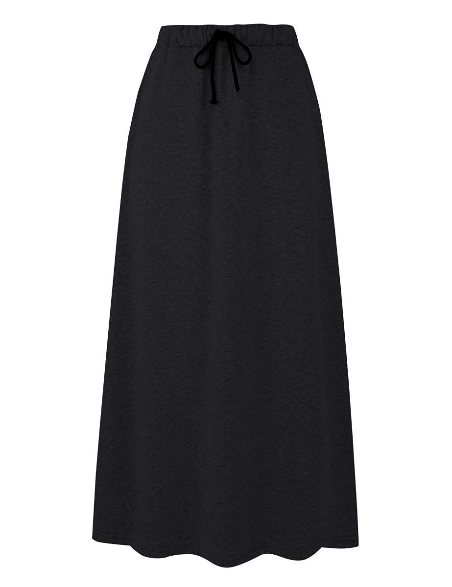 Ylingjun - Abbigliamento Donna, Gonna in Jersey Caldo Foderato in Pile Elastico in Vita a una Linea Svasata Invernale - Nero - 3XL