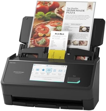 ScanSnap iX2500 Wireless or USB High-Speed Cloud Enabled Document, Photo & Receipt Scanner with Large 5″ Touchscreen and 100 Page Auto Document Feeder for Mac or PC, Black