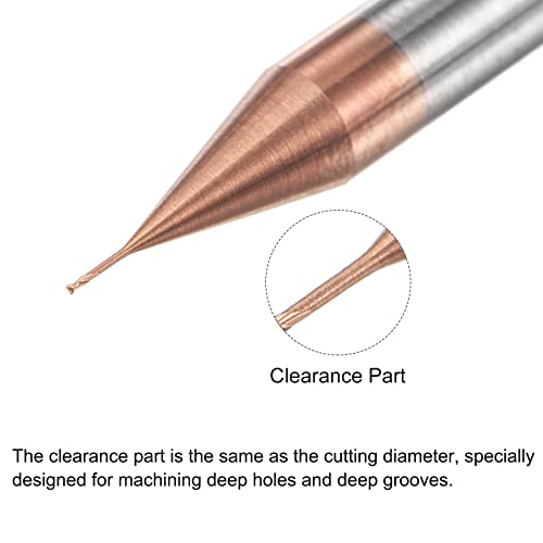 Image of uxcell Square Nose End Mill, 0.3mm Solid Carbide AlTiSin Coated Long Reach CNC Router Bits 2 Flutes Milling Cutter with Extended Neck, 2mm Cutting Length 4mm Shank