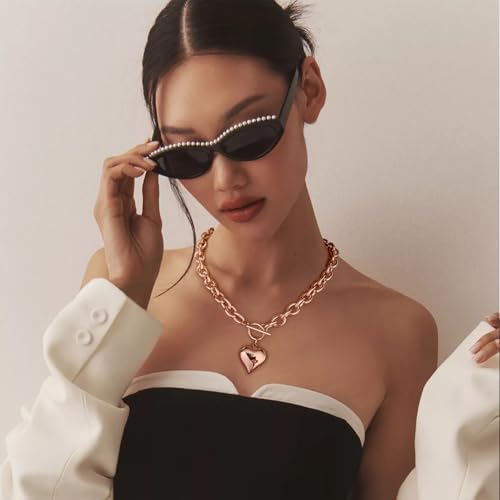 Chunky Gold Pendant Necklaces For Women Gold Chain links With Sun Heart Lion Conch Shell Charms Summer Necklaces Beach Jewelry Gift2