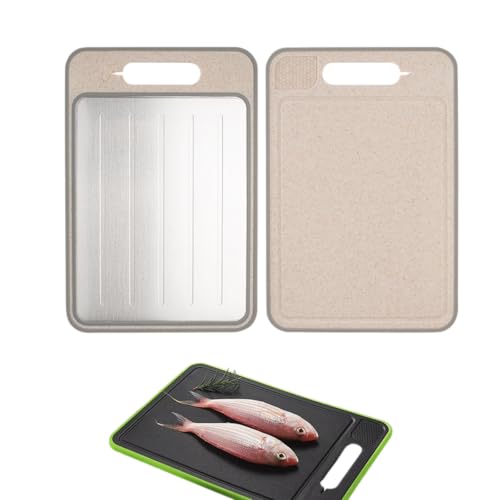4-in-1 多機能解凍プレート - カッティングボード リバーシブルまな板 アルミ合金 冷凍食品対応 カット野菜 グラインド ナイフ研ぎ 自然解凍 両面利用可能 肉/野菜/果物用 業務用 家庭用