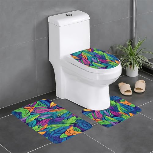 Tapis de salle de bain antidérapant aux finitions soignées et imprimé tropical de qualité - 2