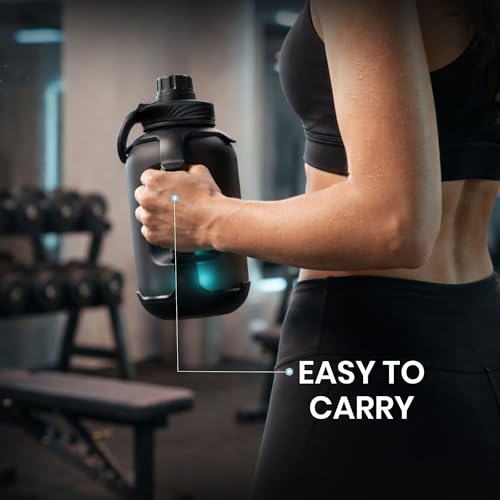 Image of Aquaminder Smart Water Bottle, 1300ml, Glow Reminder Technology with Bluetooth App, Magnetic Phone Holder Grip, Compatible with I phone mobiles, USB-C Charging, BPA-free, Congo Prime+