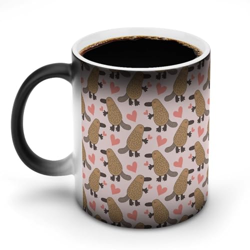 Cartoon Platypus Novelty Coffee Mug Heat Sensitive Cup Color Changing Magic Mugs 12 Oz Gift