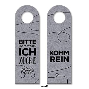 Nicht stören, ich zocke oder Komm rein Türhänger in Grau mit Zocker Motiv gaming