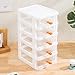 Gagee 5 Drawer Mini Stackable Storage Drawers,Plastic Dressers with Drawers for Arts and Crafts, Small Tools, Sewing Accessories, Stationary, and Hardware,Clear/White Frame