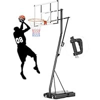 Yohood 10FT Basketball Hoop Adjustable Easily, Portable Hoops & Goals Outdoor Basketball Goal System with PC Backboard and Wheels for Teens Youth Adults