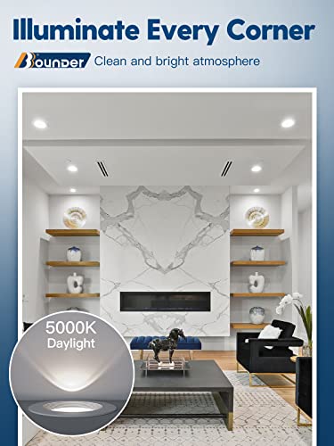 Bbounder 12 Pack 5/6 Inch Led Recessed Downlight, Baffle Trim, Dimmable, 12.5W=100W, 5000K Daylight, 950 Lm, Damp Rated, Simple Retrofit Installation -No Flicker #TOP6