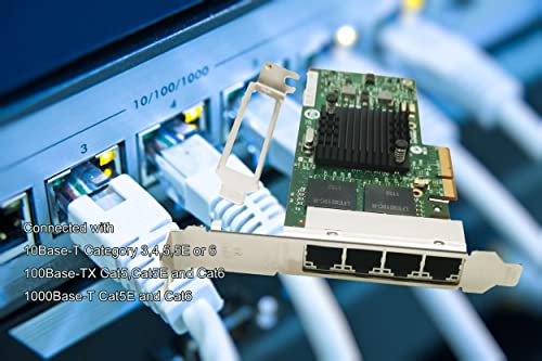 Lemspum 1Gbe Ethernet Card I340-T4 Quad Rj-45 Copper Ports Pcie X4 Ethernet Server Network Adapter(Nic) E1G44Htblk Compatible Intel 82580 Chip With Low Profile Bracket #TOP4
