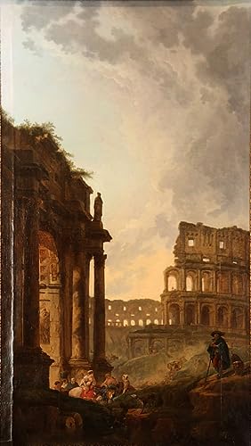 Tableau Hubert Robert Le Colisée toile imprimée 60x90cm pour décoration de bureau élégante