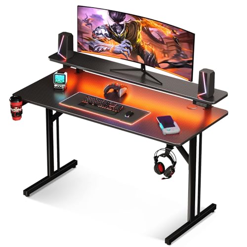 MOTPK 39 Inch Small Gaming Desk with LED Lights, Computer